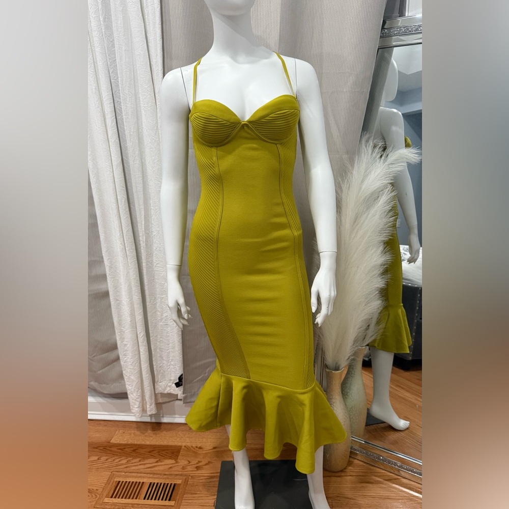 Fashion Bug Strapless Yellow bandage Dress